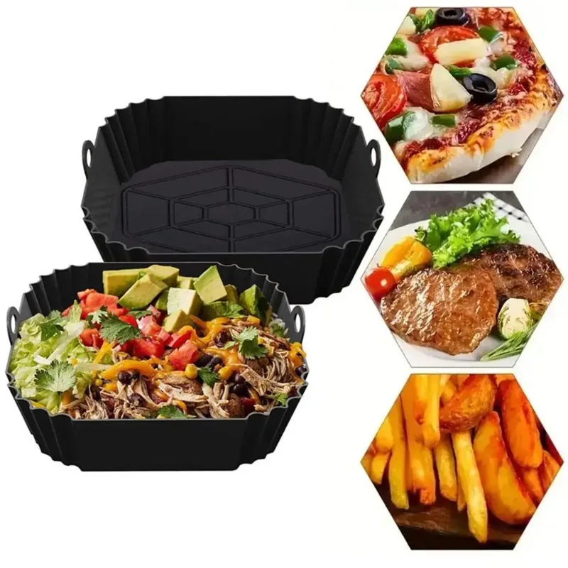 Kitchen Baking Tray - 1pc silicone air fryer pot tray
