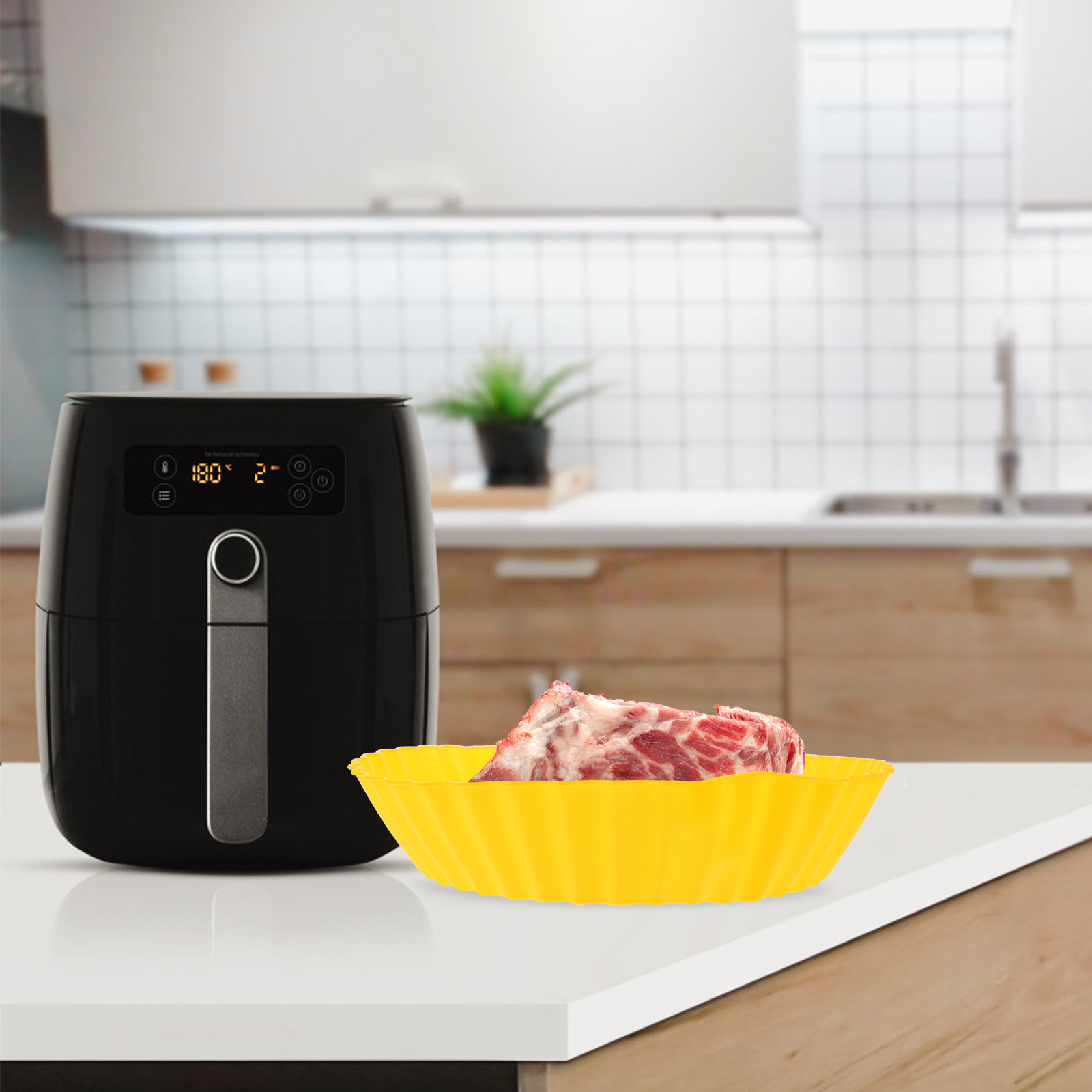 Kitchen Baking Tray - 2Pcs Silicone Air Fryer Pot Reusable