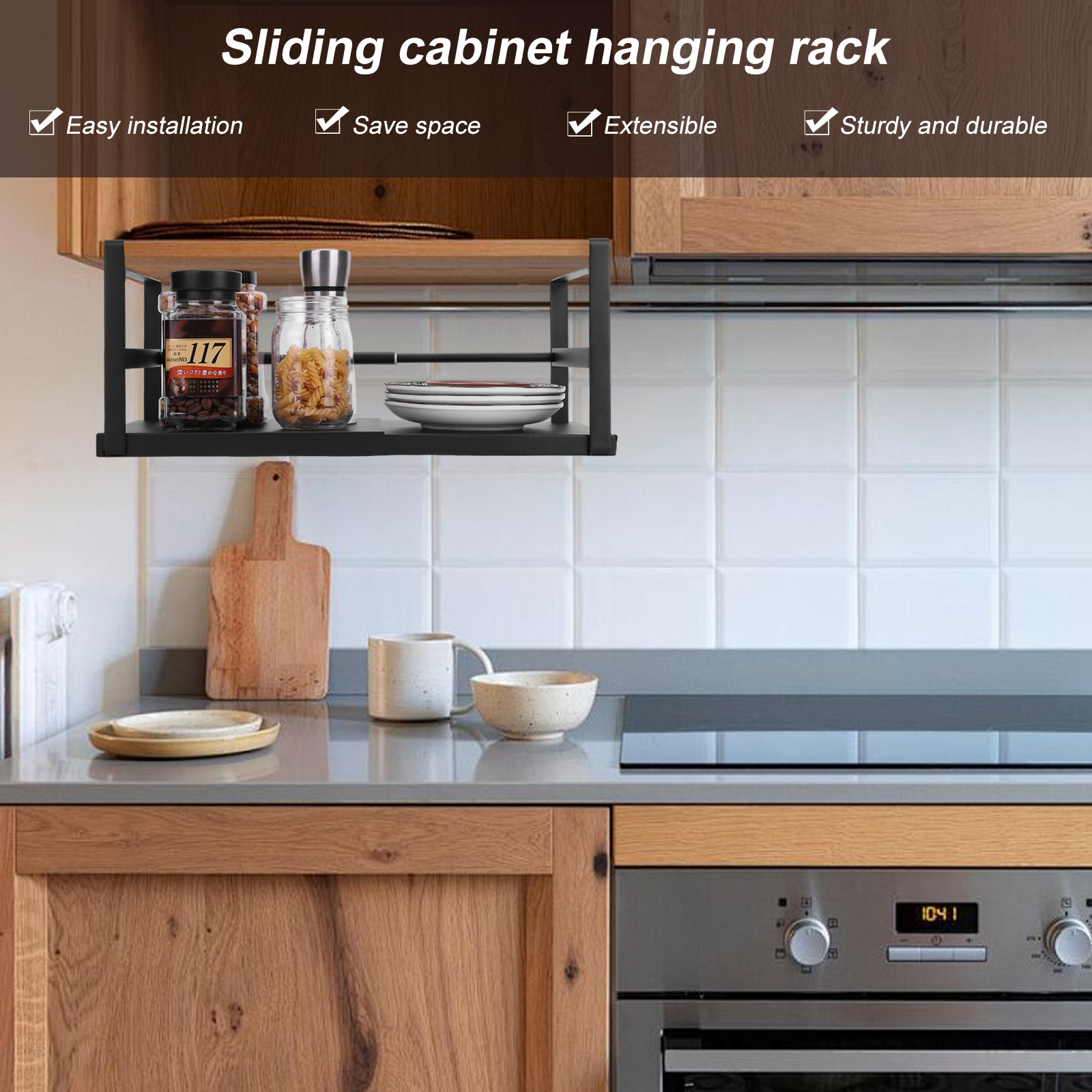 Kitchen Baking Pantry - Expandable Cabinet Organizer Shelf Retractable Storage