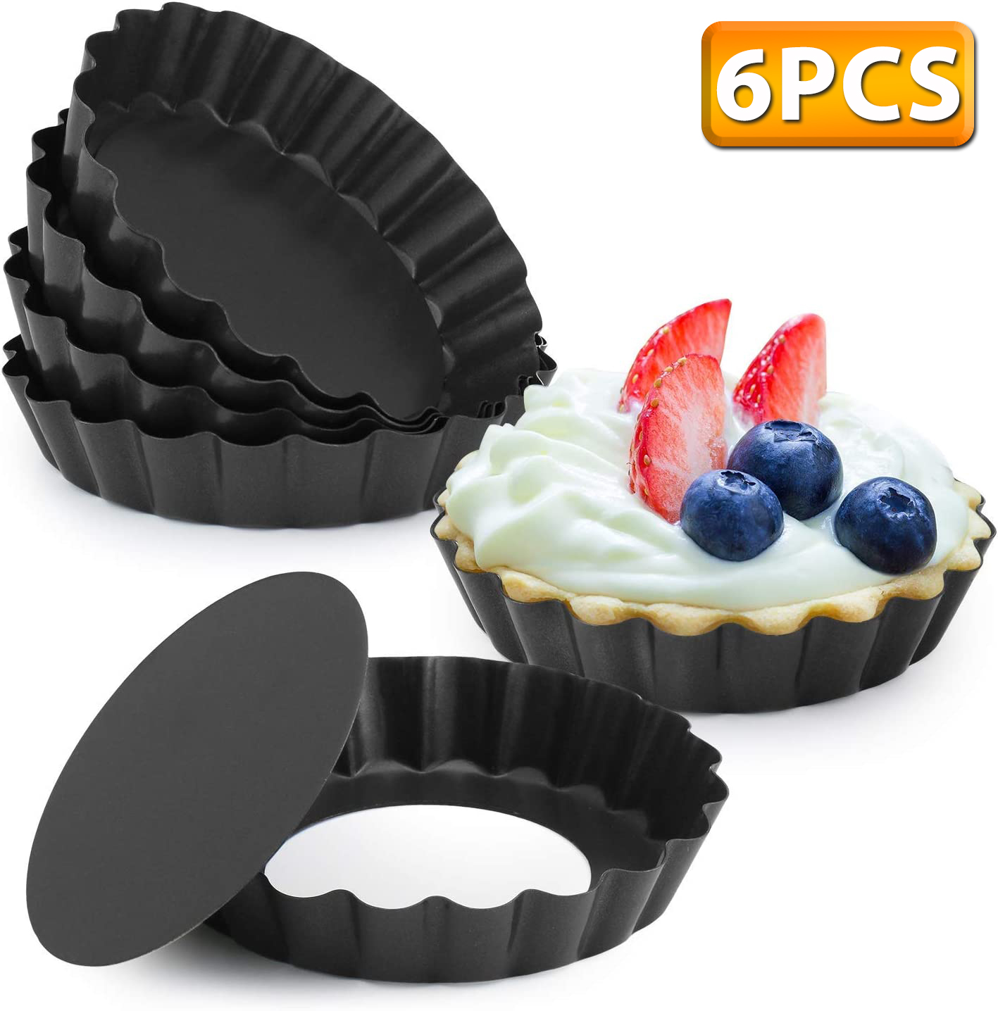 6 Pcs Mini Tart Pans 4 Inch wi – Muffin Tin Nonstick recenzja i cena