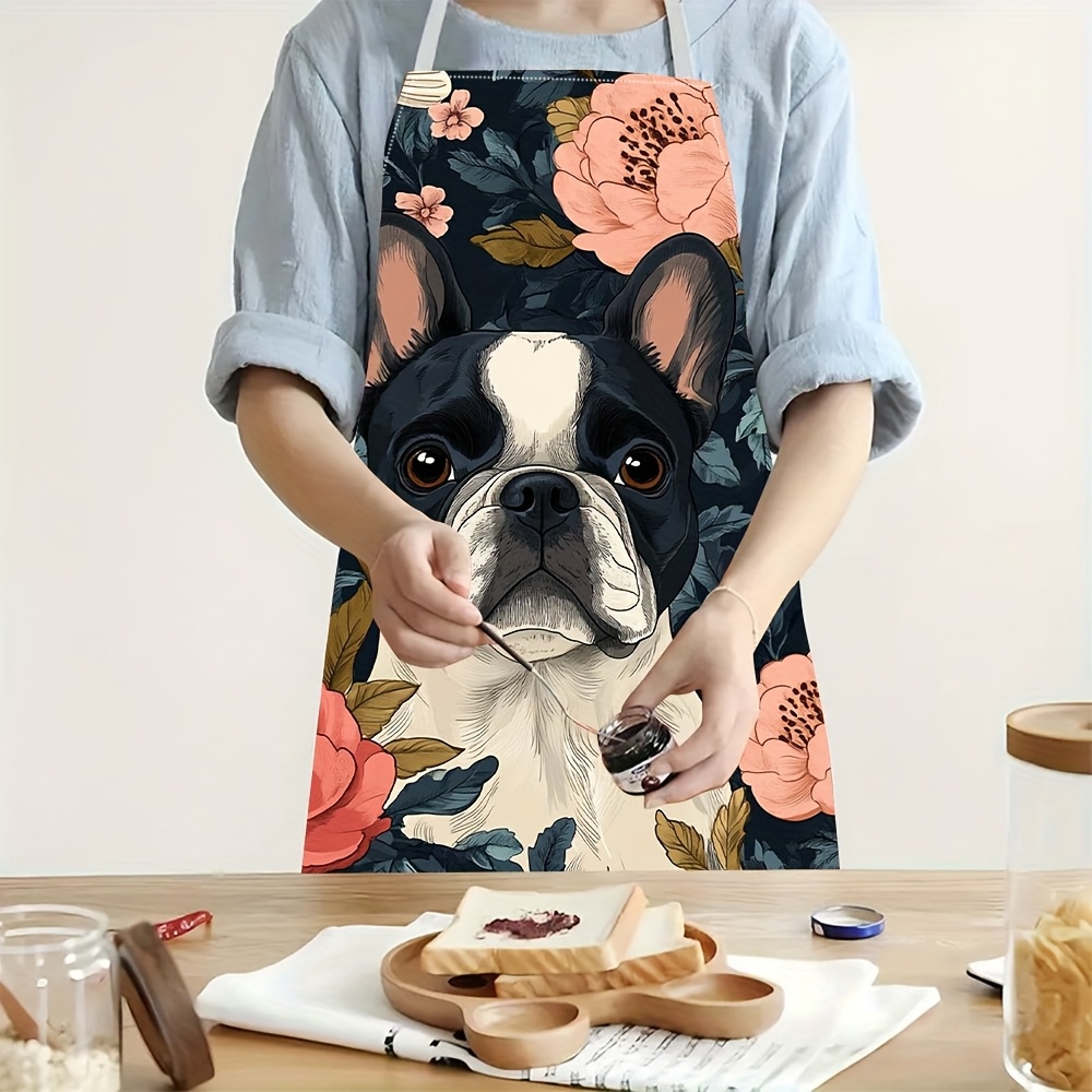 French Bulldog Floral Apron -  – Kitchen Baking Area Ideas recenzja i cena