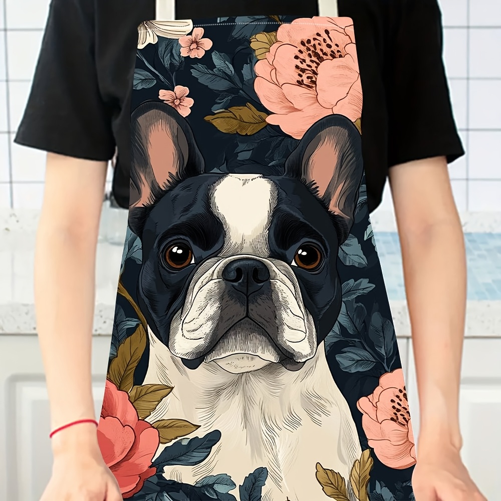 French Bulldog Floral Apron -  – Kitchen Baking Area Ideas recenzja i cena