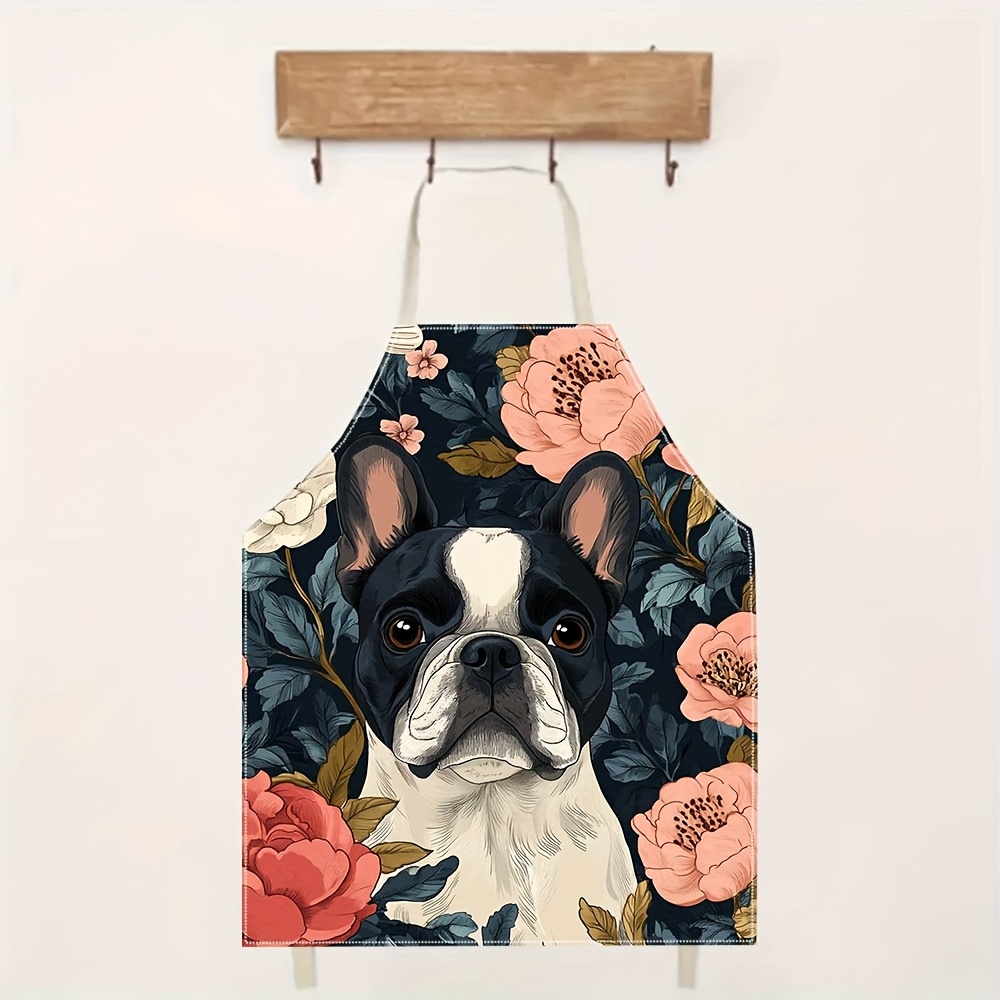 French Bulldog Floral Apron -  – Kitchen Baking Area Ideas recenzja i cena