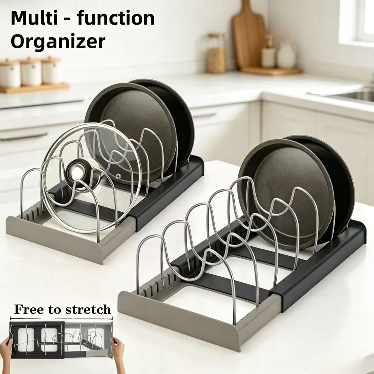 7-grid Telescopic Pot Rack,Pan – Kitchen Baking Pan Organizer recenzja i cena