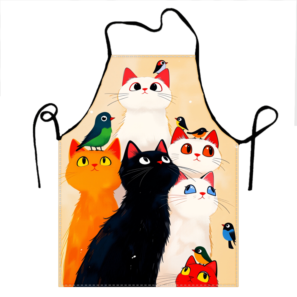 Cute Cats And Birds Apron For  – Kitchen Baking Area Ideas recenzja i cena