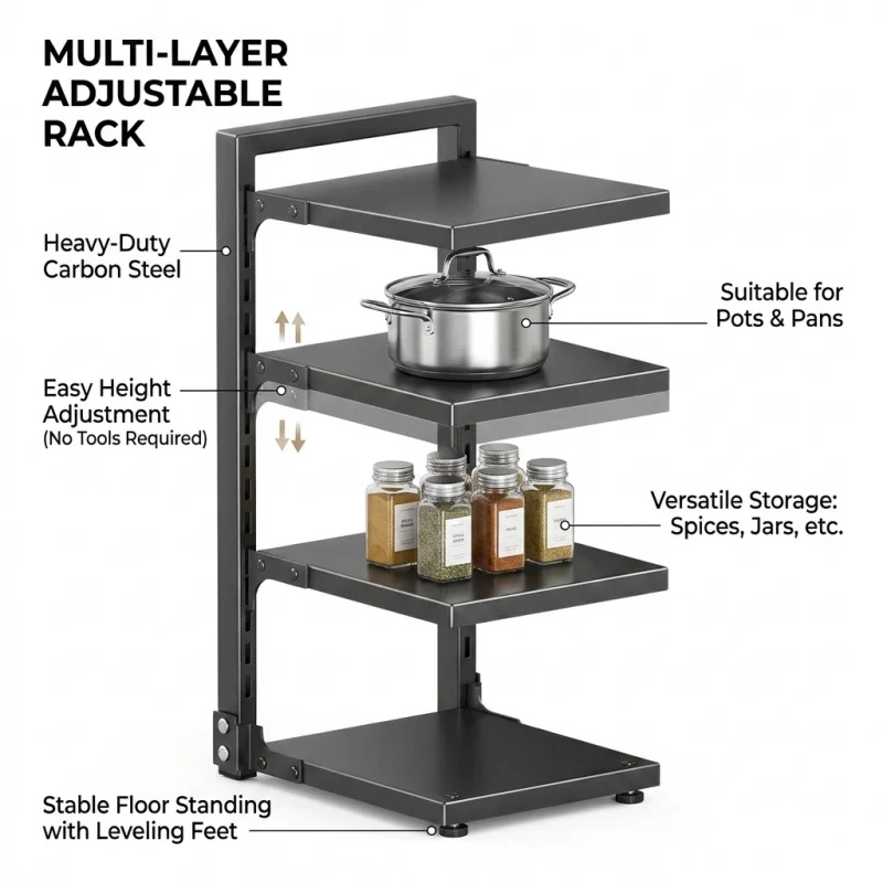 Adjustable Carbon Steel Kitche – Kitchen Baking Pan Organizer recenzja i cena