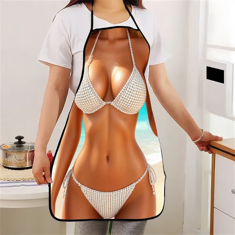1pc Bikini Print Apron - Styli – Baking Kitchen At Home recenzja i cena