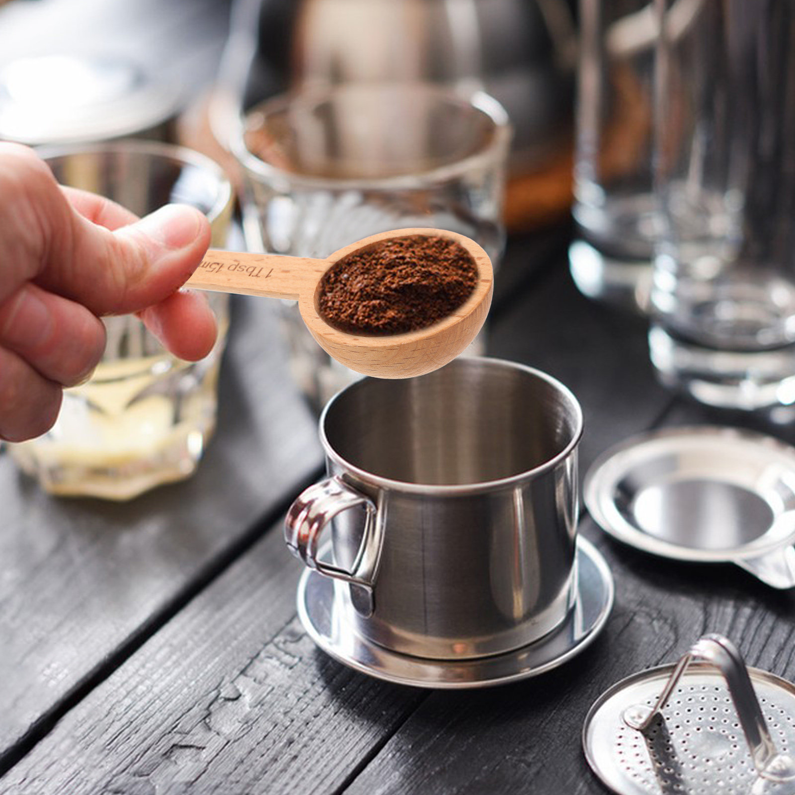4Pcs Coffee Scoops Wooden Meas – Kitchen Baking Soda recenzja i cena