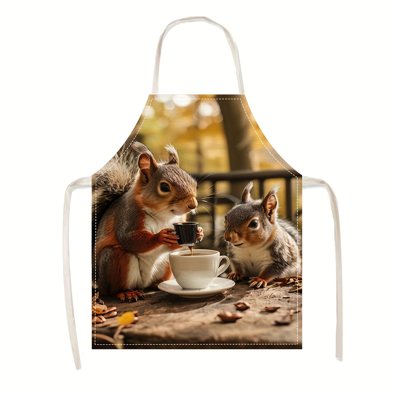 Linen Apron Squirrel Coffee Sc – Kitchen Baking Area Ideas recenzja i cena