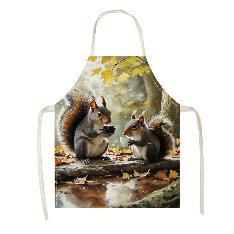 Linen Apron Squirrel Coffee Sc – Kitchen Baking Area Ideas recenzja i cena