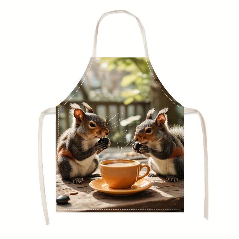 Linen Apron Squirrel Coffee Sc – Kitchen Baking Area Ideas recenzja i cena