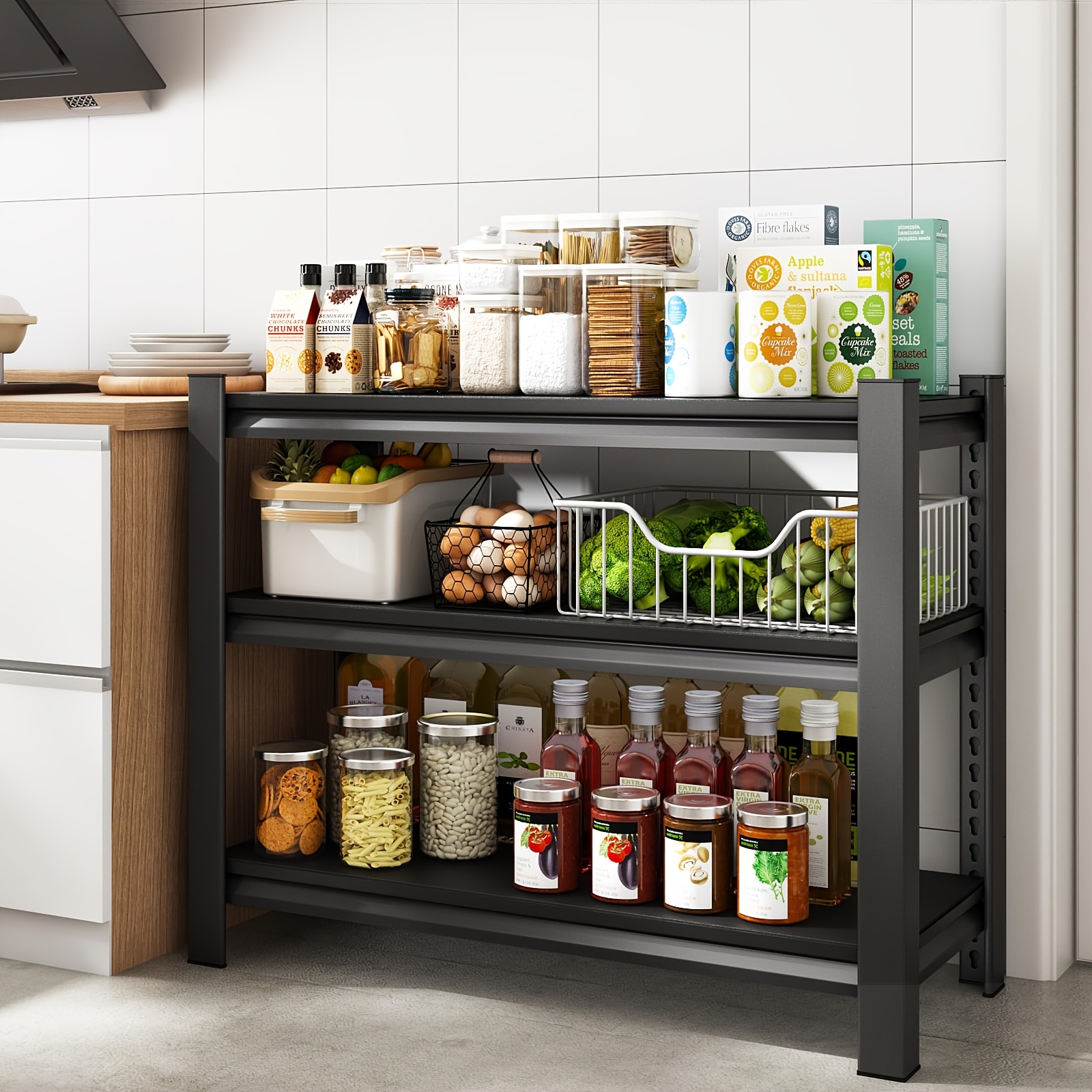 3-Tier Storage Shelving Unit,  – Kitchen Baking Pantry recenzja i cena