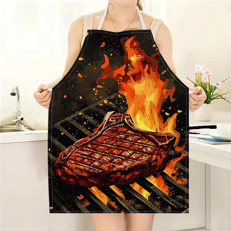 1pc BBQ Steak Apron with Flame – Kitchen Baking Area Ideas recenzja i cena