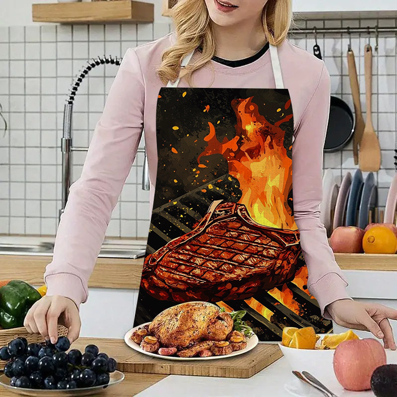 1pc BBQ Steak Apron with Flame – Kitchen Baking Area Ideas recenzja i cena
