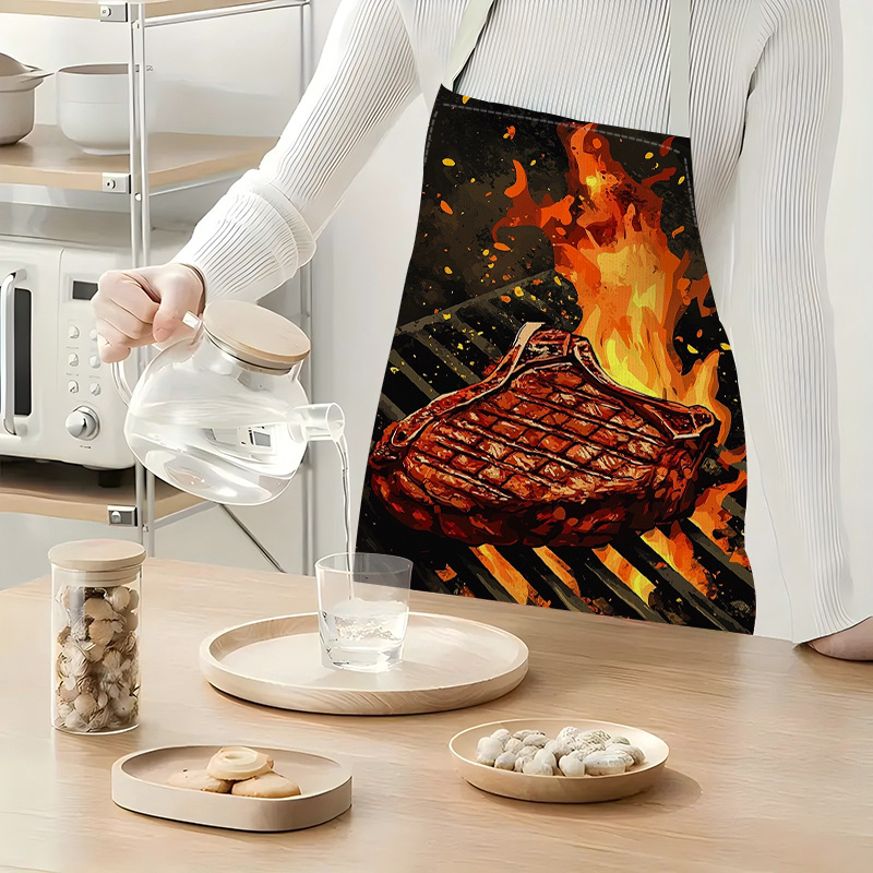 1pc BBQ Steak Apron with Flame – Kitchen Baking Area Ideas recenzja i cena