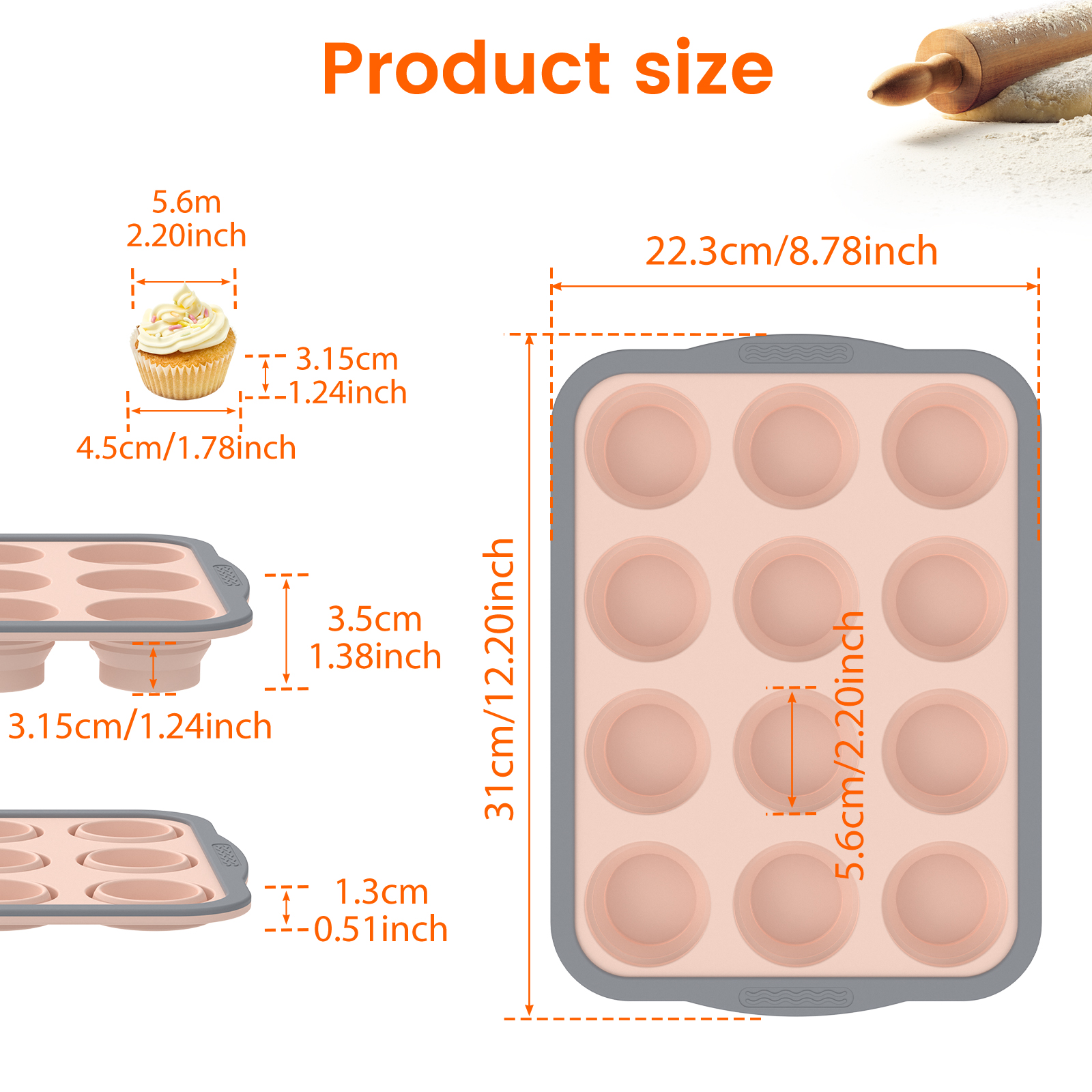 2/3Pcs Silicone Cake Mold 6/12 – Muffin Tin Nonstick recenzja i cena