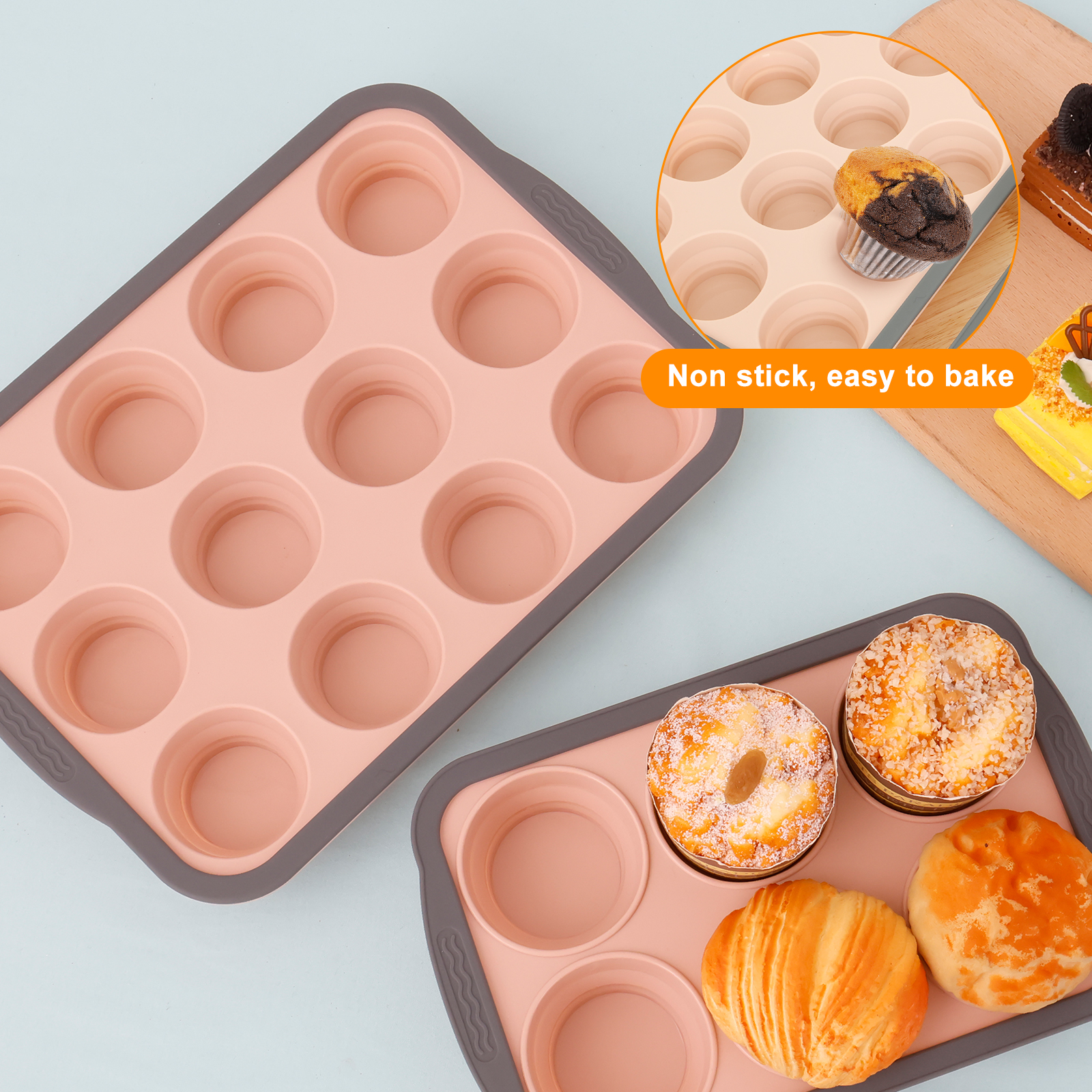 2/3Pcs Silicone Cake Mold 6/12 – Muffin Tin Nonstick recenzja i cena