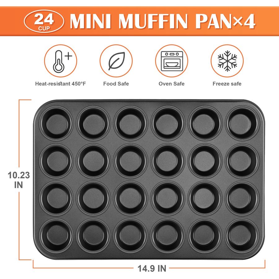 4 Pack Mini Muffin Pan 24Cup N – Muffin Tin Nonstick recenzja i cena