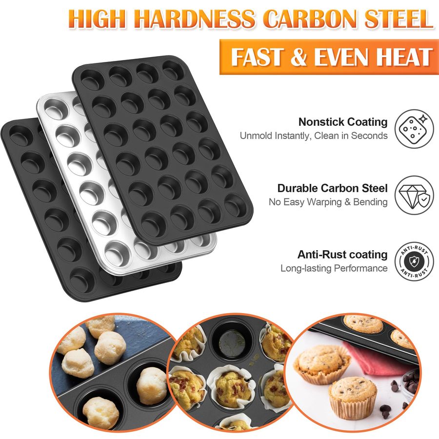 4 Pack Mini Muffin Pan 24Cup N – Muffin Tin Nonstick recenzja i cena