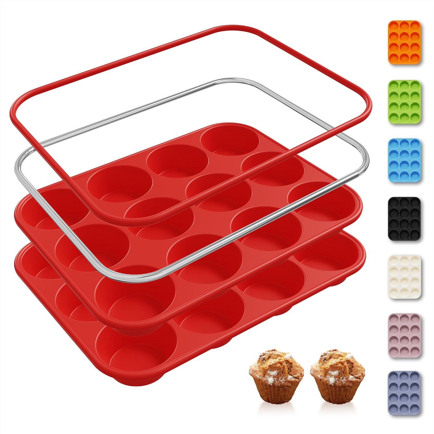 2 Pack 12 Cups Silicone Muffin – Muffin Tin Nonstick recenzja i cena