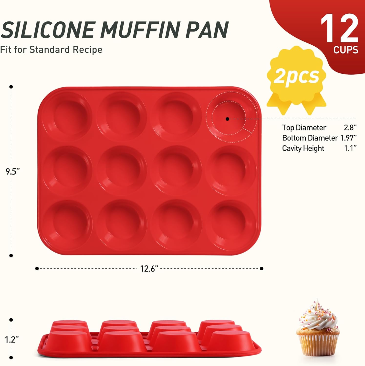 2 Pack 12 Cups Silicone Muffin – Muffin Tin Nonstick recenzja i cena