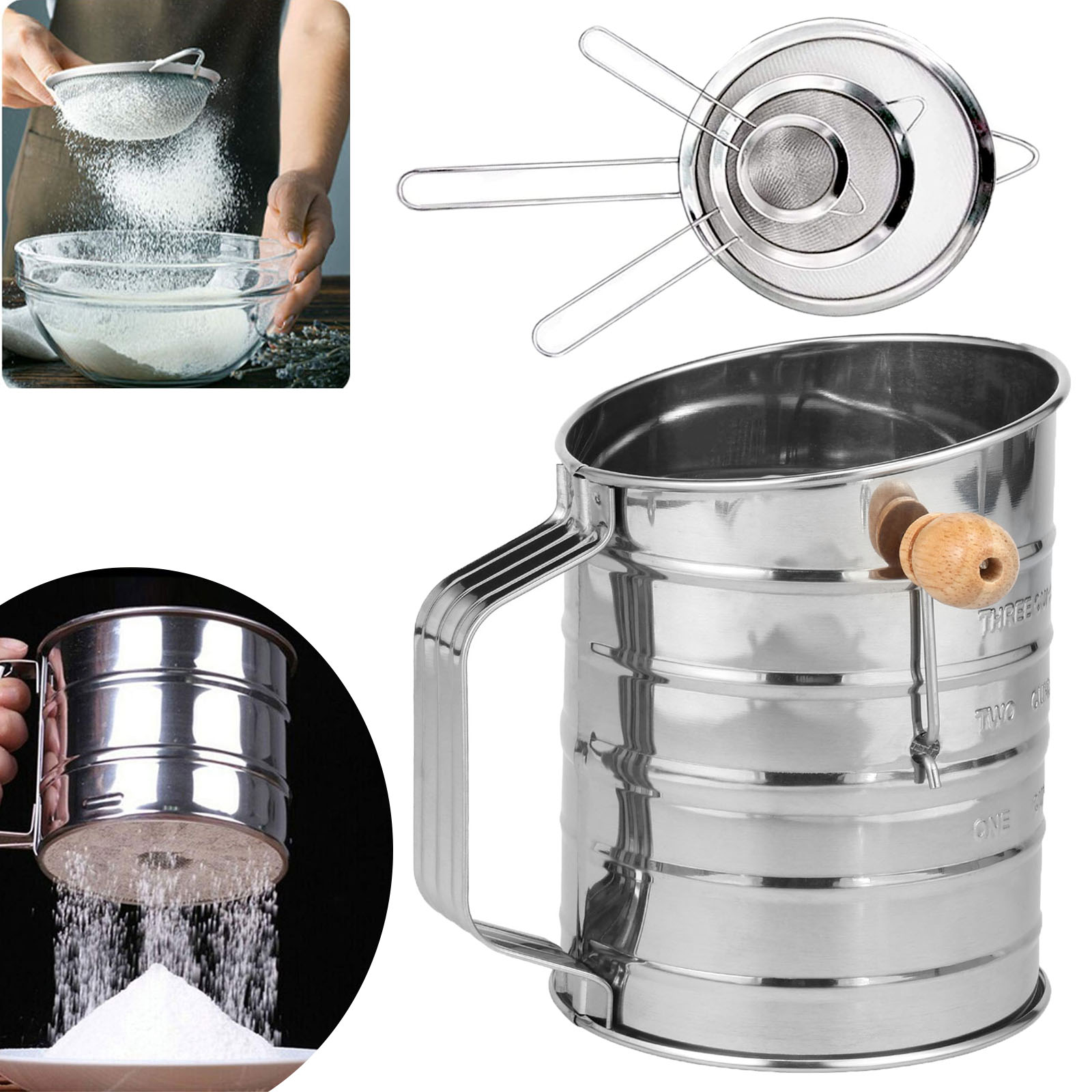 Flour Sifter Stainless Steel F – Baking Powder Kitchen recenzja i cena
