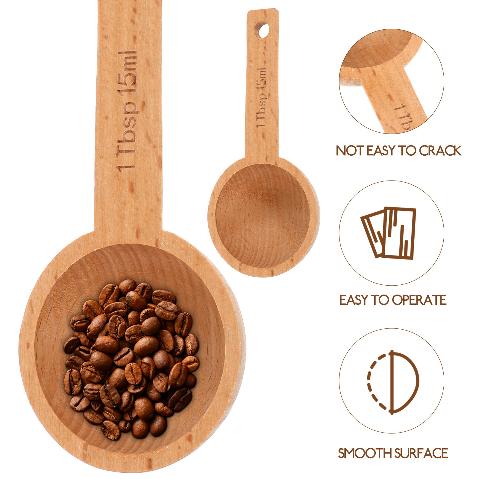 4Pcs Wooden Coffee Scoops 15Ml – Kitchen Baking Soda recenzja i cena